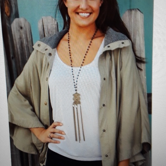 All For Color Jackets & Blazers - All For Color Olive Poncho Cape NWT